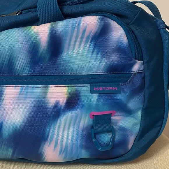 Under Armour Undeniable 4.0 Duffle Gym Dance Travel Bag Blue/Pink - Picture 2 of 14